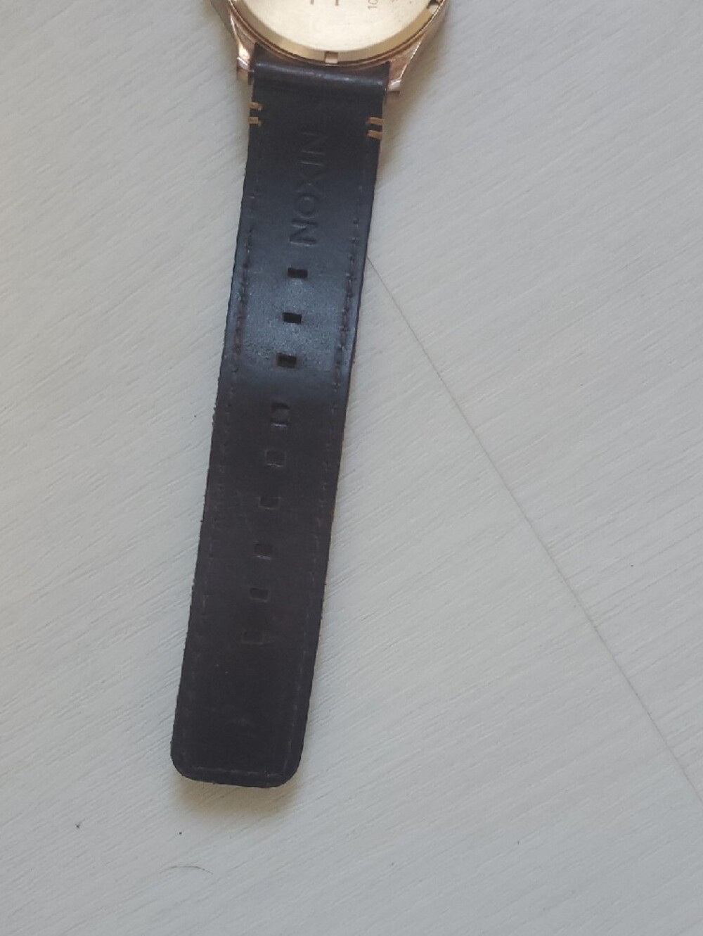 Nixon Rose Gold Case Gray Dial Brown Leather Strap Watch - Picture 7 of 8